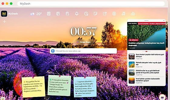 MyDash yeni sekme panosu