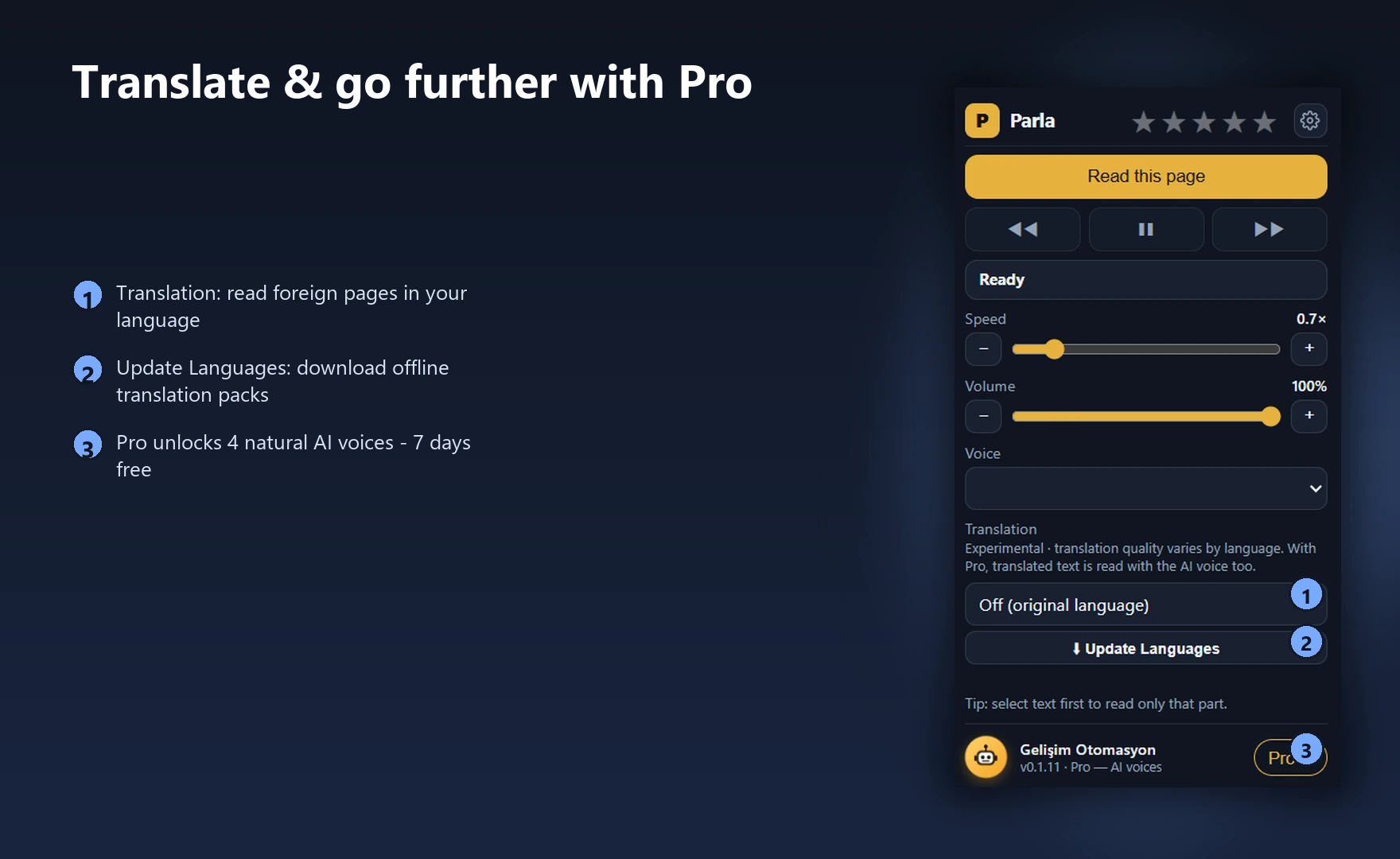 Translate & go further with Pro