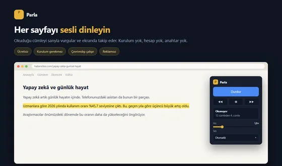 Parla sesli okuma uzantısı